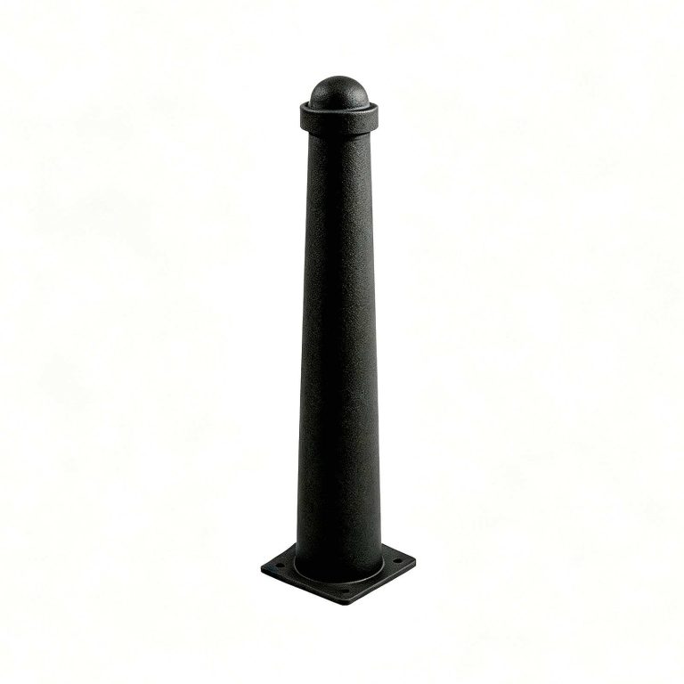 Matte black tapered security bollard full view