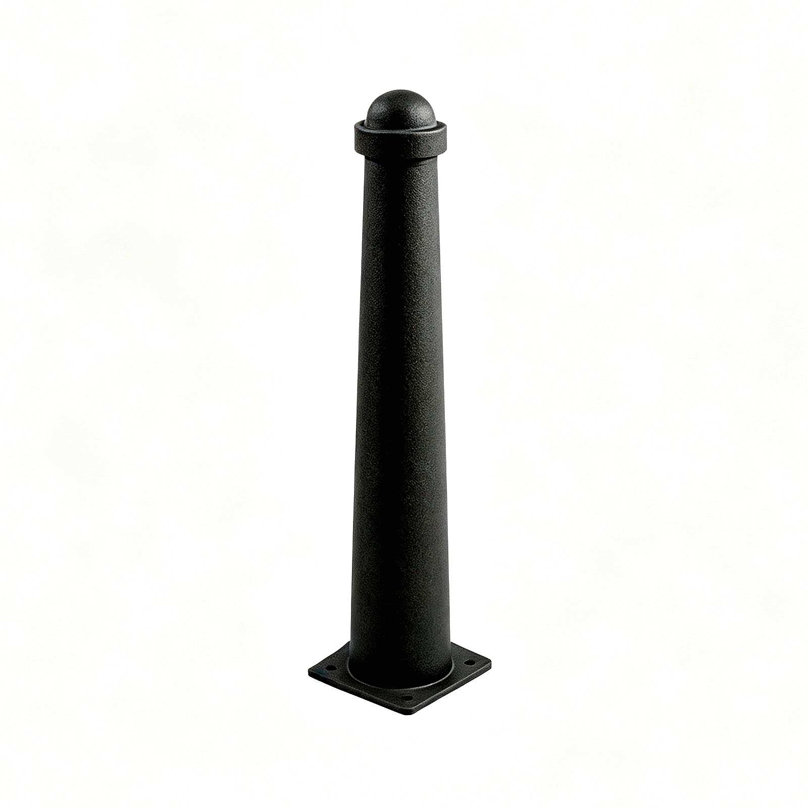 Matte black tapered security bollard full view