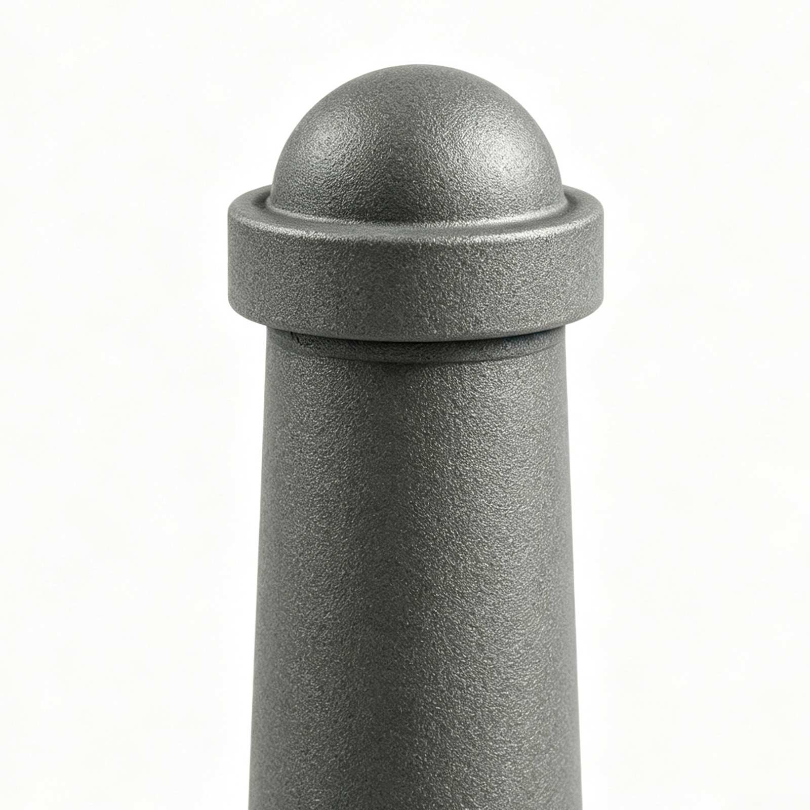 Tapered metal bollard dome top close up