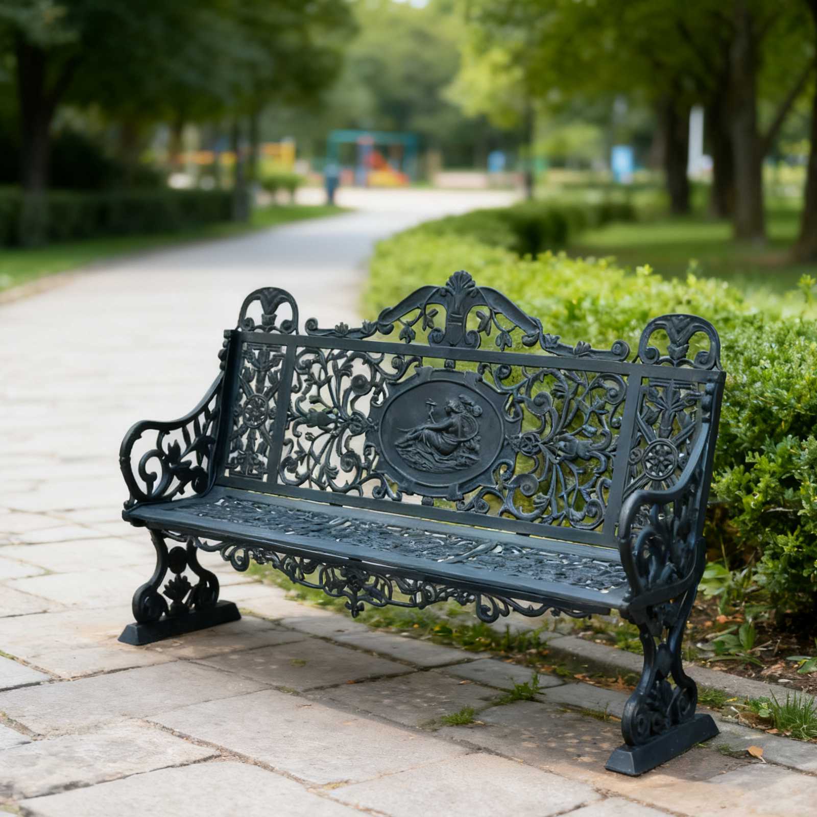 Cast Aluminum Bench with Metal Legs – Street Furniture
