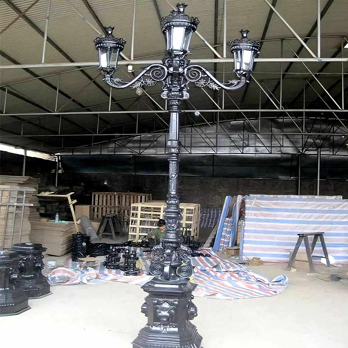 Antique Light Pole: A Vintage Street Light Enhances City Park Elegance