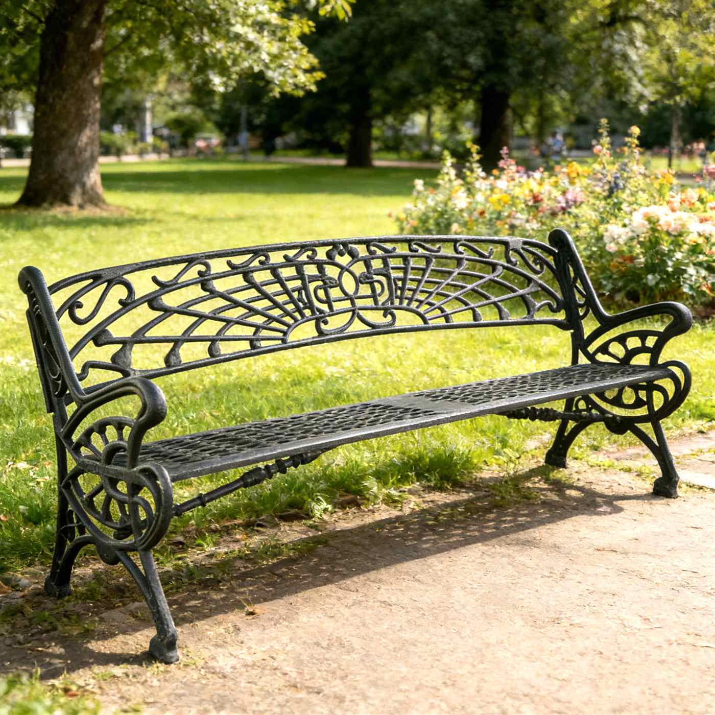 Art Nouveau Cast Iron Park Bench HS-B025: Timeless Durability for Municipal Landscapes, Cast Iron Park Bench
