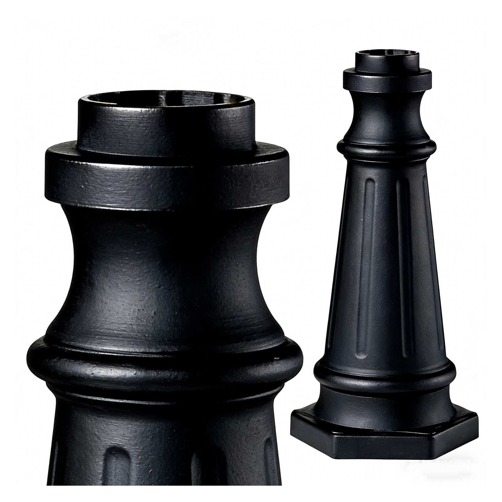 HS-L046 Cast Aluminum Lamp Post: Tapered Fluted Design for Infrastructure, one-piece cast aluminum construction