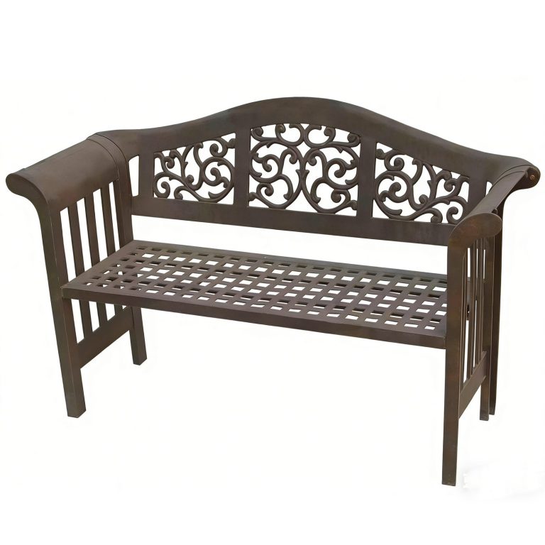 Cast Iron Garden Bench With Ornate Scrollwork Hs B028