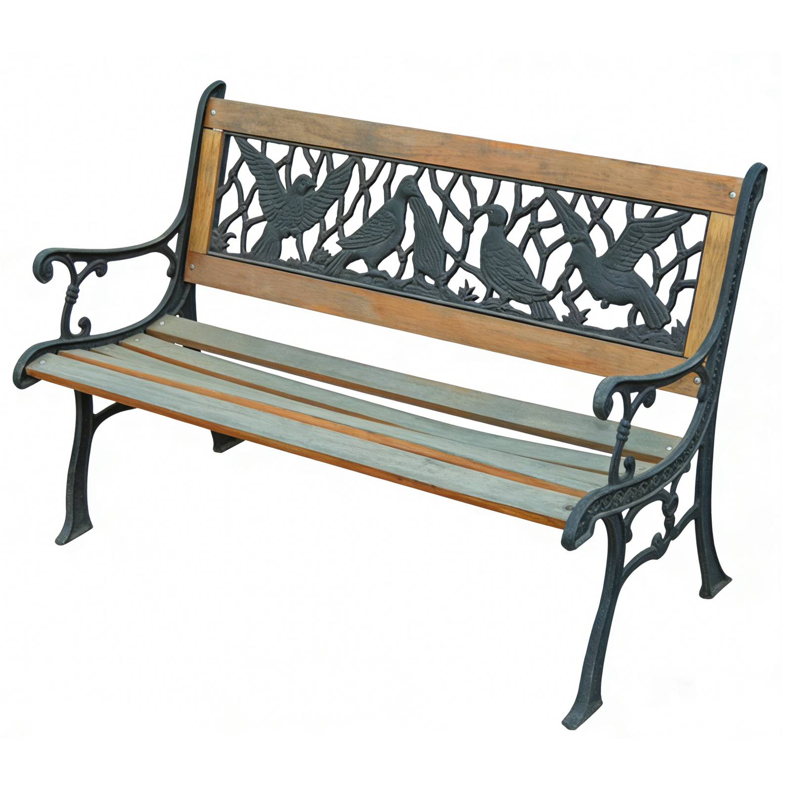 HS-B026 Cast Aluminum Park Bench | Ornamental & Weatherproof Garden Seat