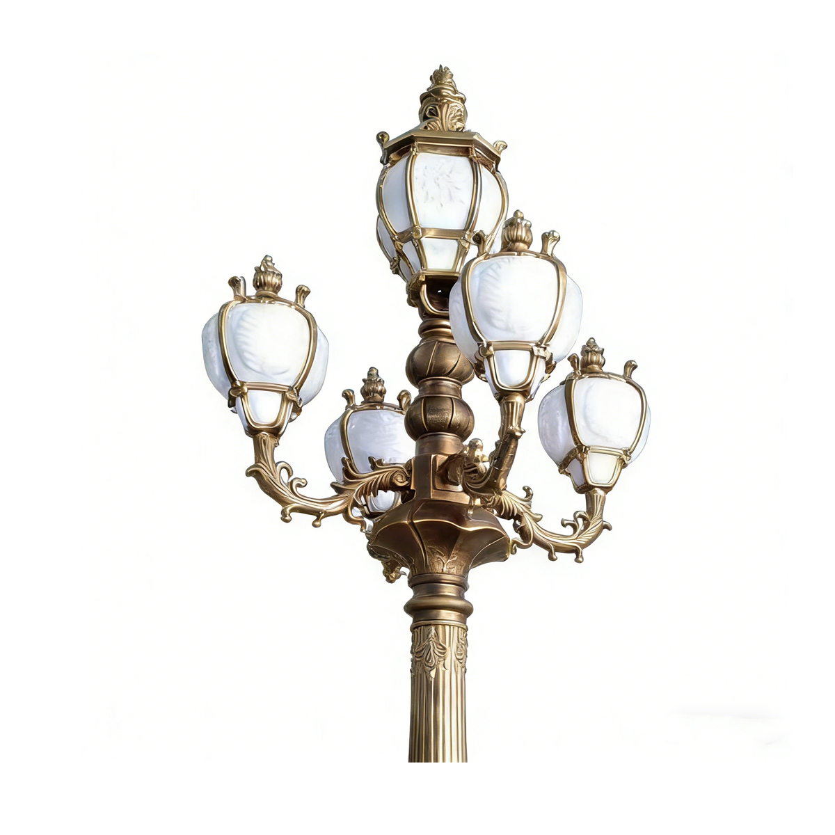 HS-L052 Vintage 5-Head Cast Aluminum Lamp – Timeless European Design, Vintage cast aluminum lamp post