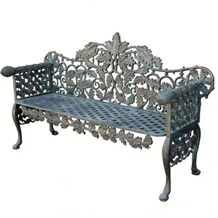 Oak Leaf & Acorn Motif Cast Iron Garden Bench Hs B031