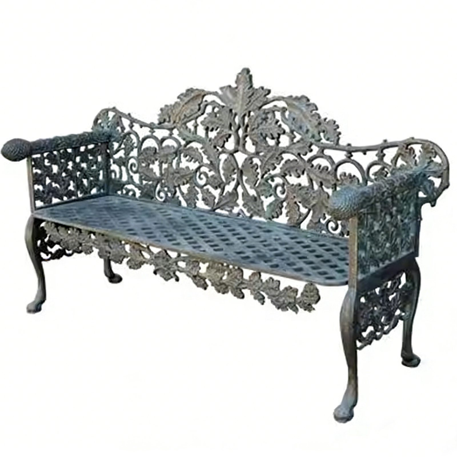 Oak Leaf & Acorn Motif Cast Iron Garden Bench HS-B031