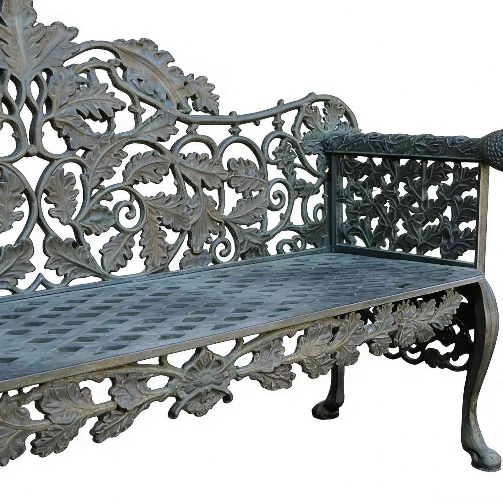 Oak Leaf & Acorn Motif Cast Iron Garden Bench HS-B031, Oak Leaf Cast Iron Garden Bench