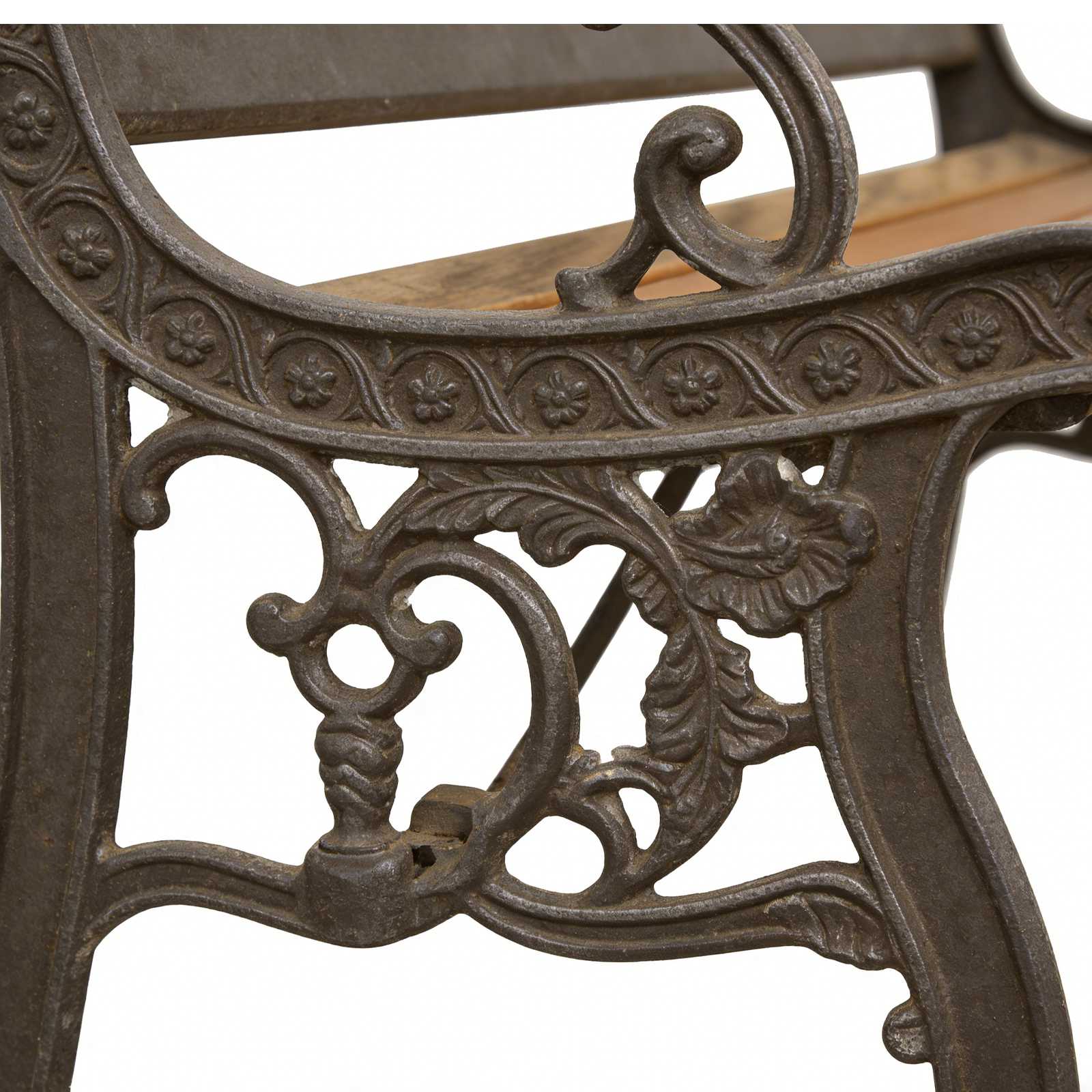 Rose Motif Cast Iron & Wood Garden Bench HS-B029, Rose Motif Cast Iron Garden Bench
