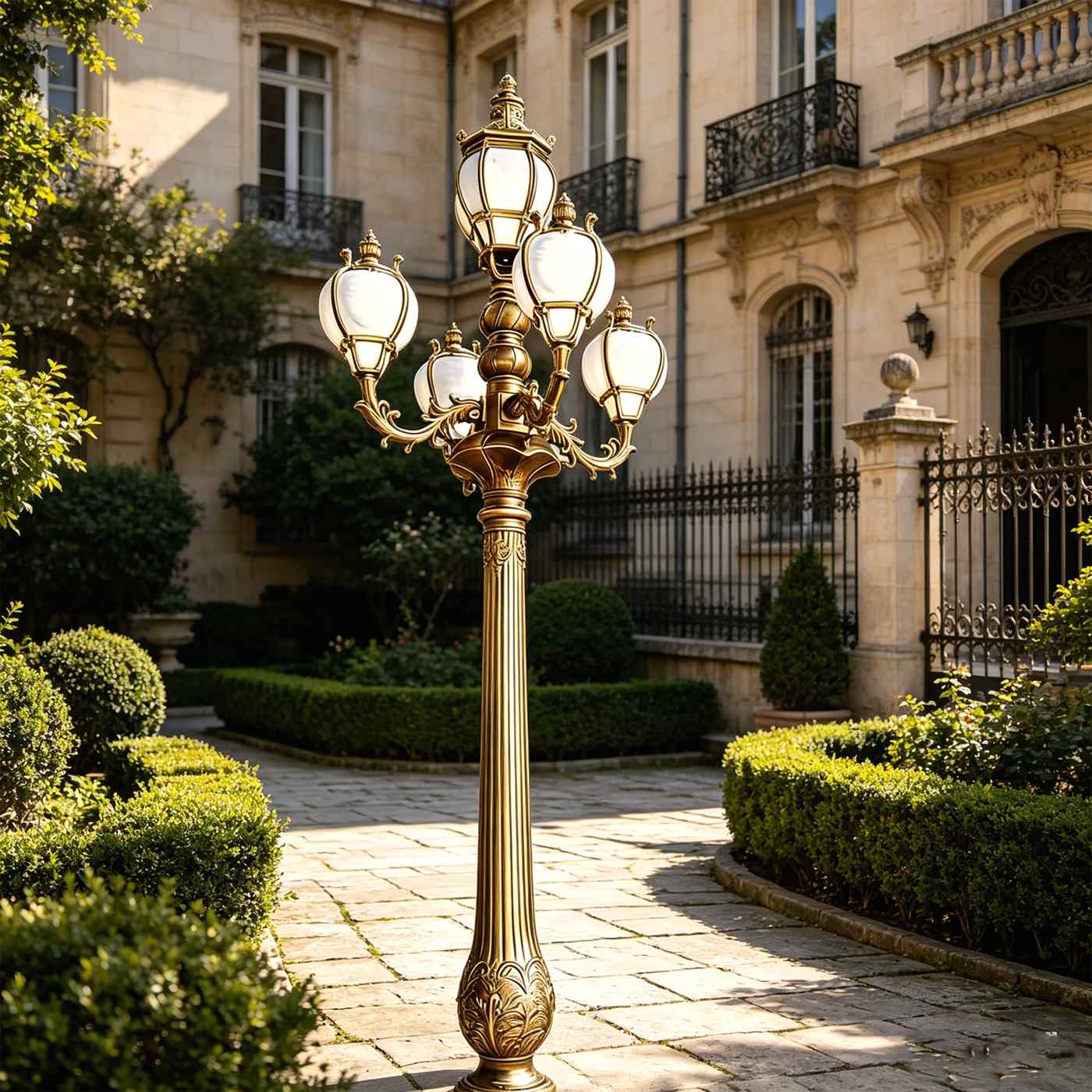 HS-L052 Vintage 5-Head Cast Aluminum Lamp – Timeless European Design, Vintage cast aluminum lamp post
