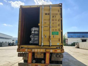 1x20GP shipping container truck loaded with cast iron bollards for UK export