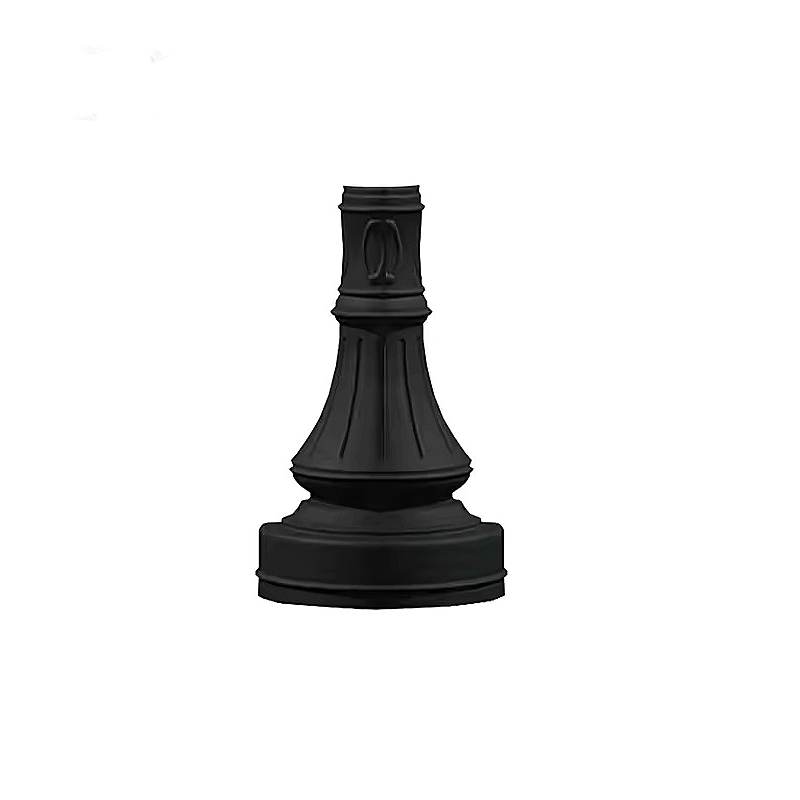 Black cast aluminium lamp base with vertical grooves and hexagonal base for street lamp post